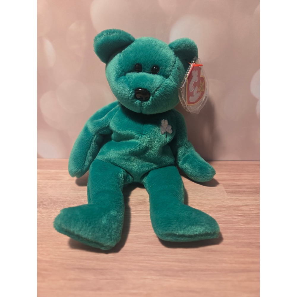 Ty Beanie Baby Erin the Bear Emerald Green Shamrock St Patricks Day Plush 1997
